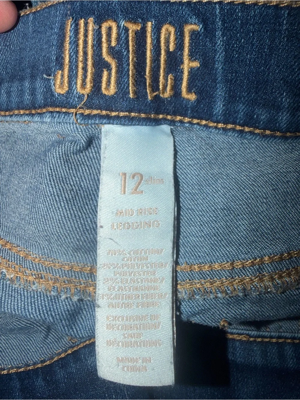 Justice Girls Size 12 Slim Rhinestone Distressed Pull-On Jeggings
